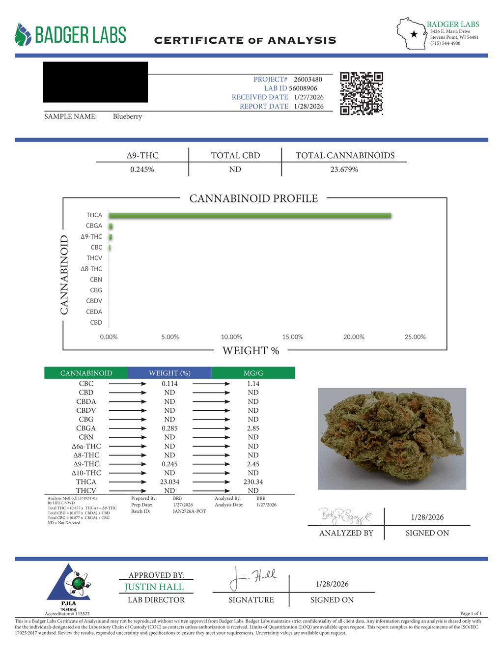 THCA FLOWERS - BLUEBERRY MUFFIN 23% (MEDICAL GRADE)