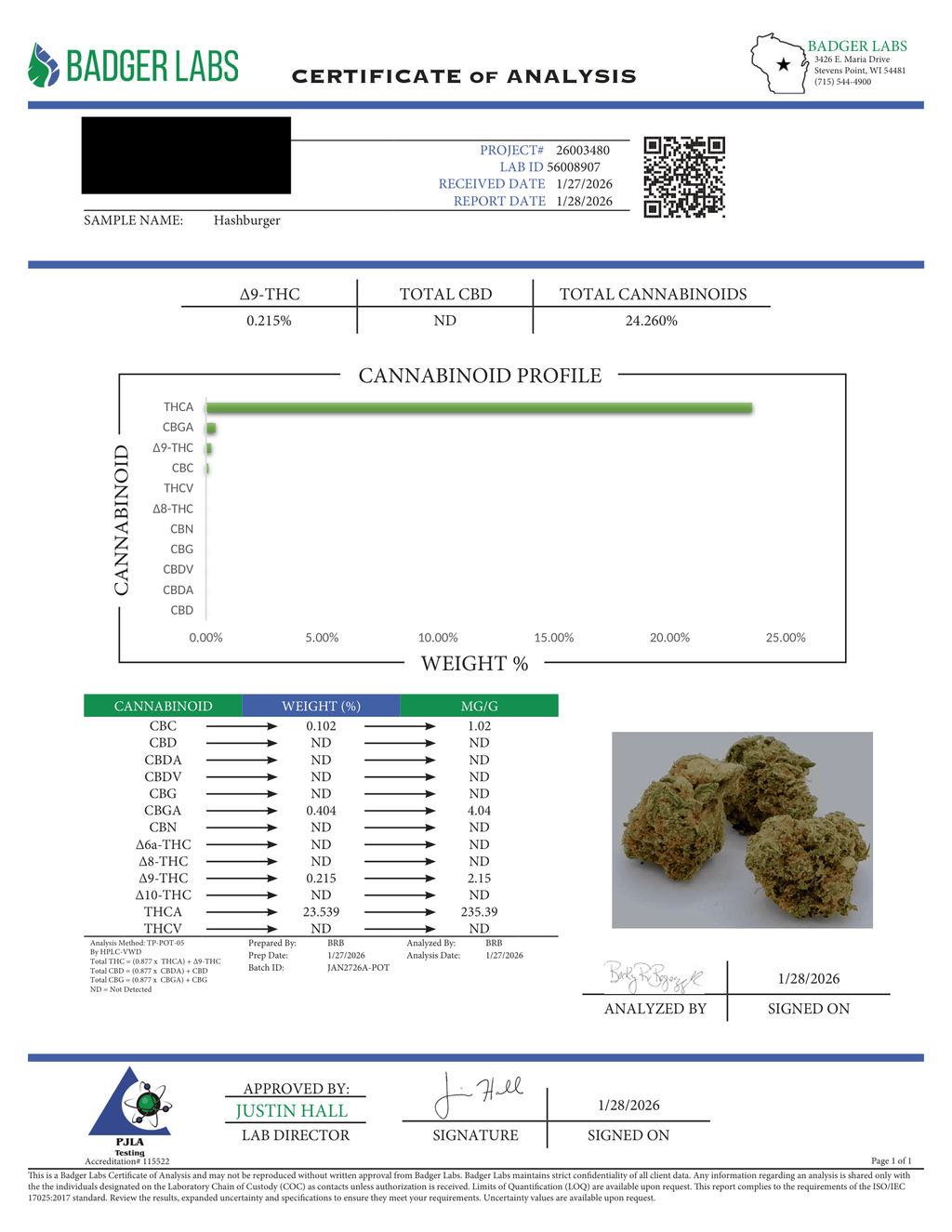THCA FLOWERS - HASH BURGER 24% (MEDICAL GRADE)